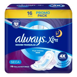 Always Xtra Noches Tranquilas Seca Toallas Nocturnas 16 Unidades