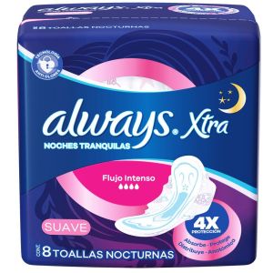 Always Xtra Noches Tranquilas Suave Toallas Nocturnas 8 Unidades