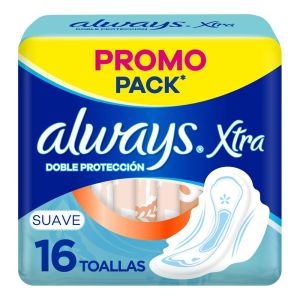 Always Xtra Doble Protecci&oacute;n Suave Toallas Femeninas, 16 Unidades