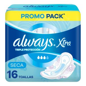 Always Xtra Triple Protecci&oacute;n Seca Toallas, 16 Unidades