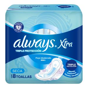 Always Xtra Triple Protecci&oacute;n Seca Toallas 8 Unidades