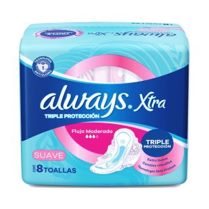 Always Xtra Triple Protecci&oacute;n Suave Toallas, 8 Unidades