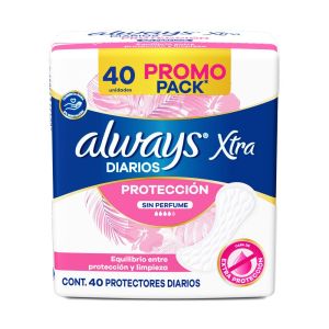 Always Xtra Diarios Sin Perfume Protectores Diarios 40 Unidades