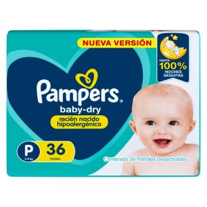 Pampers Baby Dry Hipoalergénico Pañales Talle P 36 Unidades