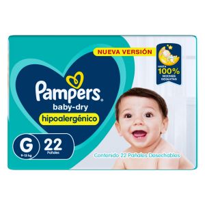 Pampers Baby Dry Hipoalergénico Pañales Talle G 22 Unidades
